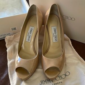 Jimmy Choo Patent Leather Luna Heels Nude